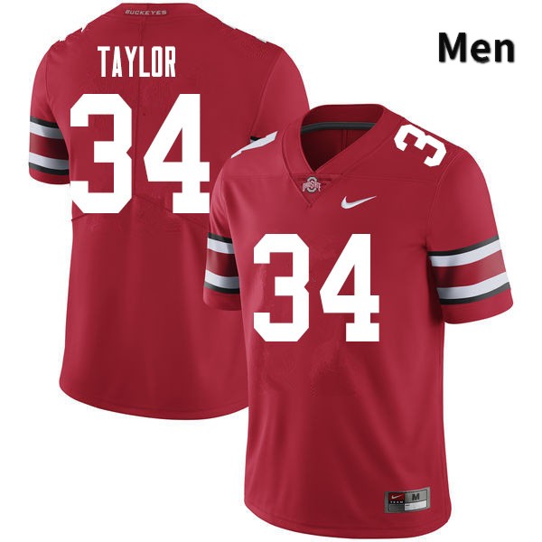 Men's Ohio State Buckeyes #34 Alec Taylor Red Authentic College Stitched Football Jersey 23SX044AP